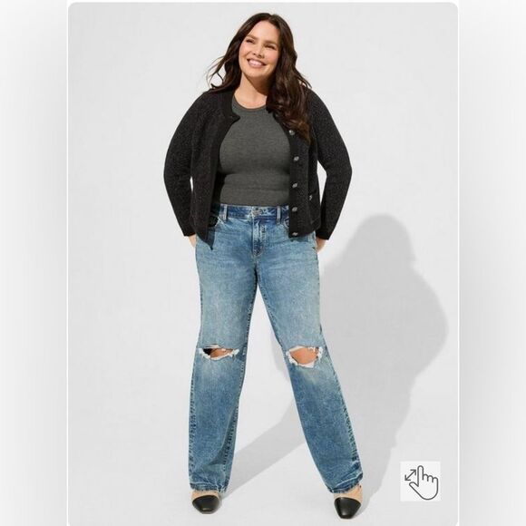 Torrid Button Up Long Sleeve Round Neck Cotton Blend Sweater size 2 size 18 - Picture 2 of 14